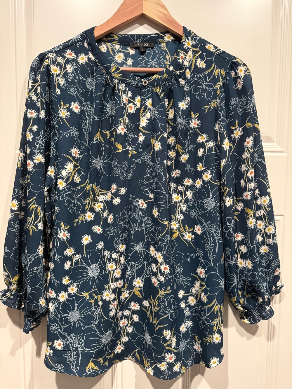 Papermoon Navy Floral Long-Sleeve Blouse